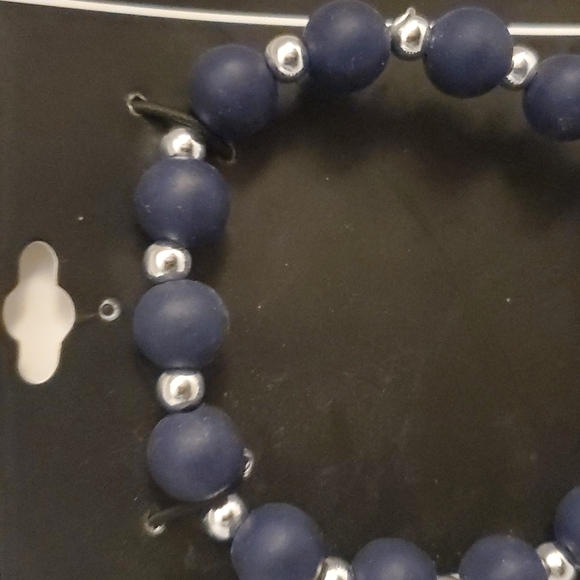 From my Heart Blue Silver Bead Stretch Bracelet by Jenkins Enterprises NEW - Picture 4 of 4